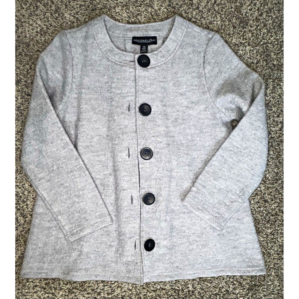 Monterey Bay 100% Wool Cardigan Sweater Gray Button Front Size PS Petite